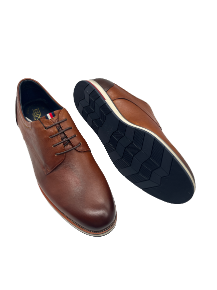 Escape Imperial Burnt Auburn Brown Lace Shoes with Navy Heel