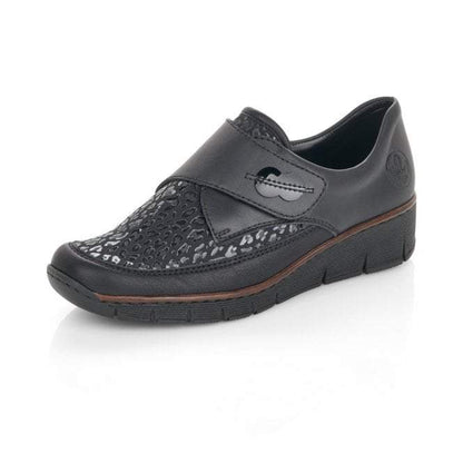 Rieker 537C0-00 Black Velcro Casual Shoes
