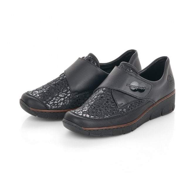 Rieker 537C0-00 Black Velcro Casual Shoes