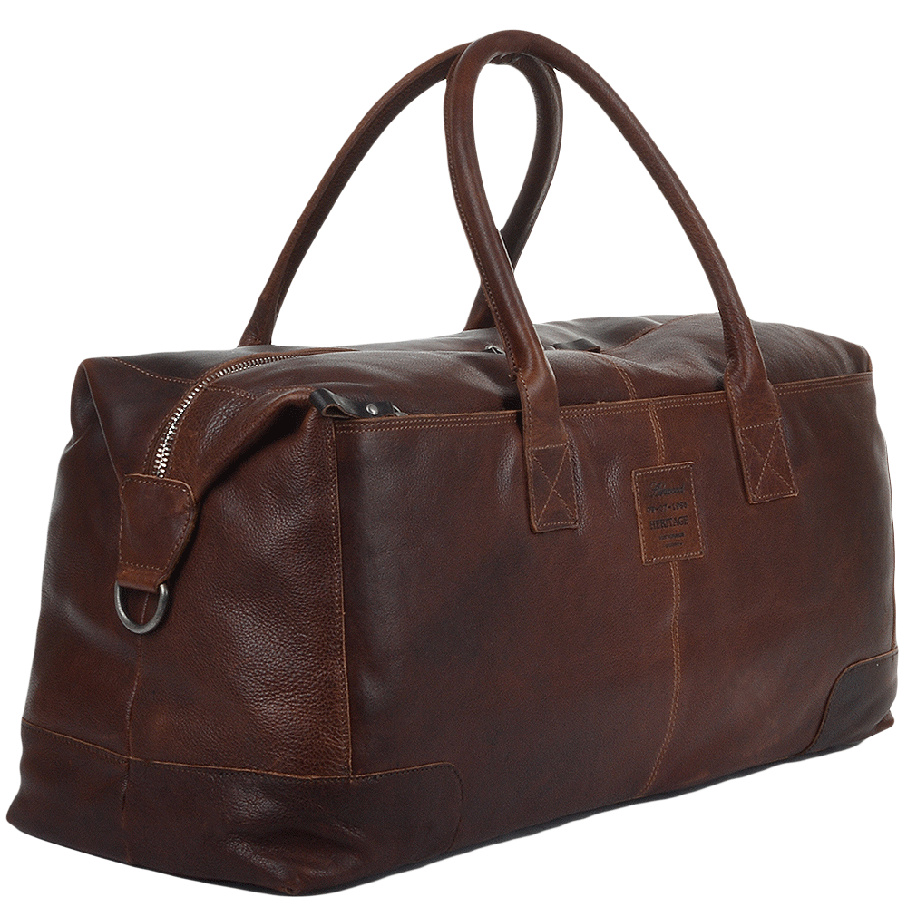 Ashwood Leather 4556 Tan/Brown Milled Holdall Bag
